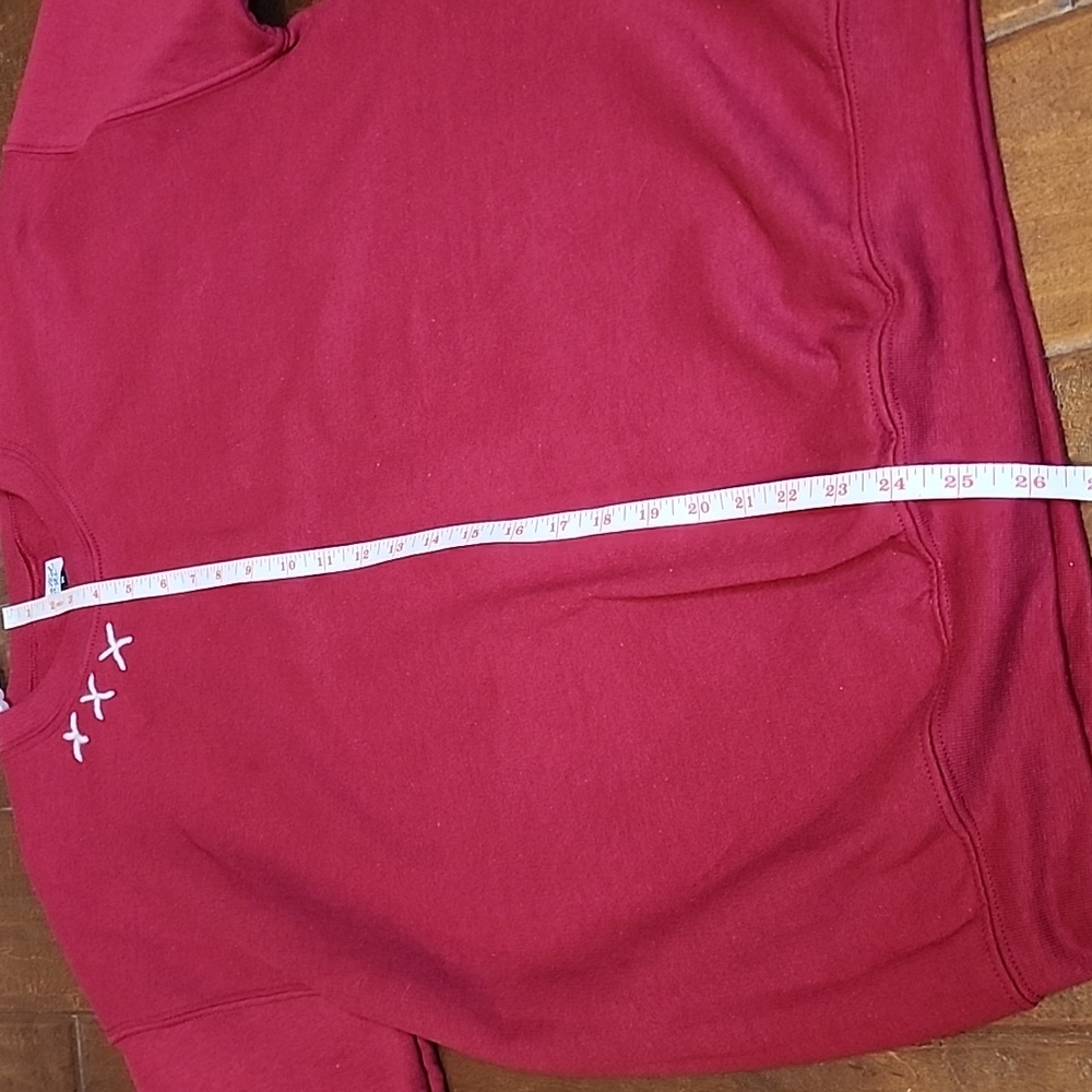 Rooted Rags White Hand Embroidered Red Longsleeve Sweatshirt Womens - Picture 2 of 8